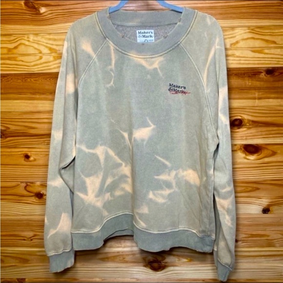 Maker's Mark whisky Sweatshirt Men's Brown Tan Beige Tie Dye - Picture 1 of 5